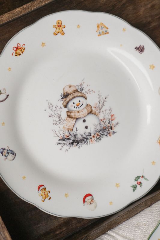 Juleminner Tallerken 26cm - Snømann