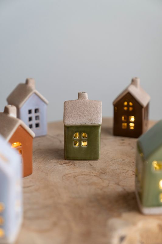 Hus m/LED 9cm - Grønn