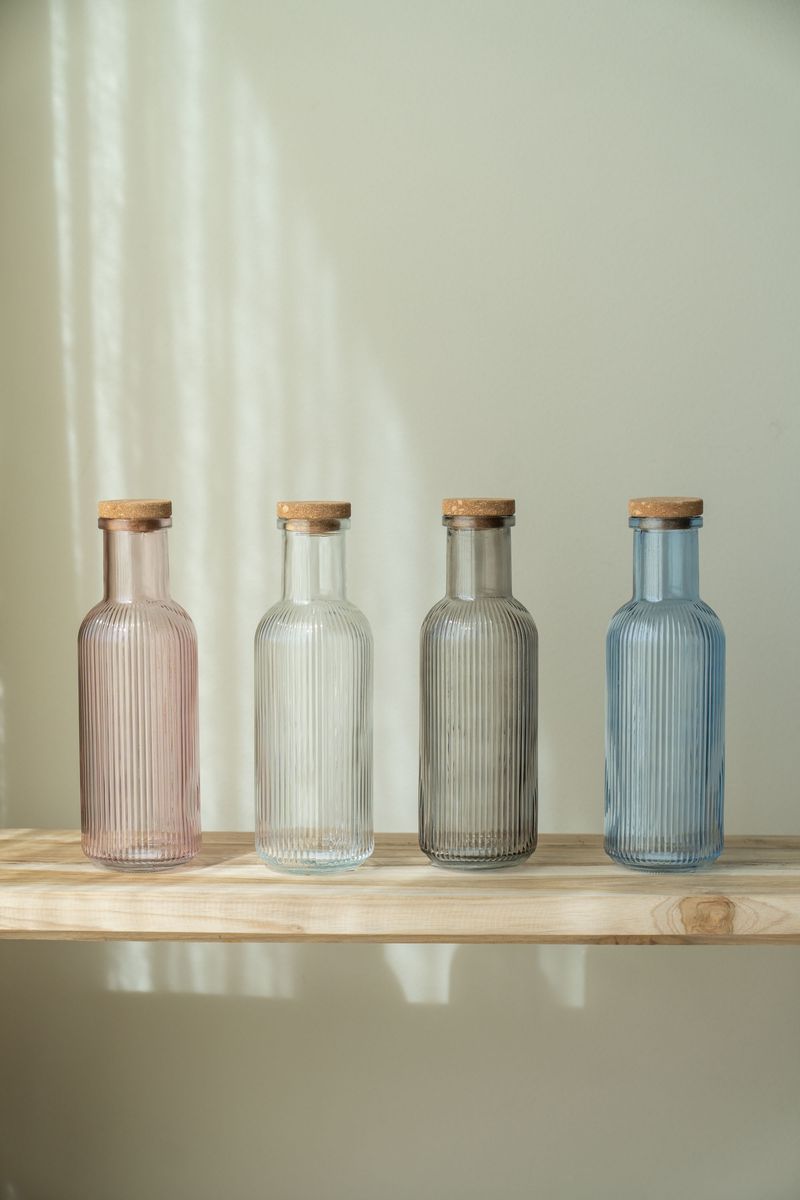 Glassflaske med kork – 1 L – Rosa