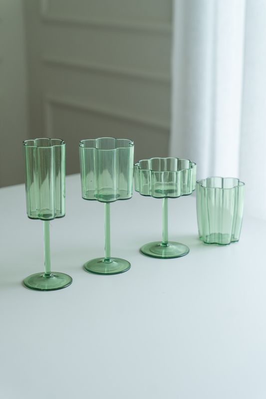 Blomst vinglass – 300 ml – grønn