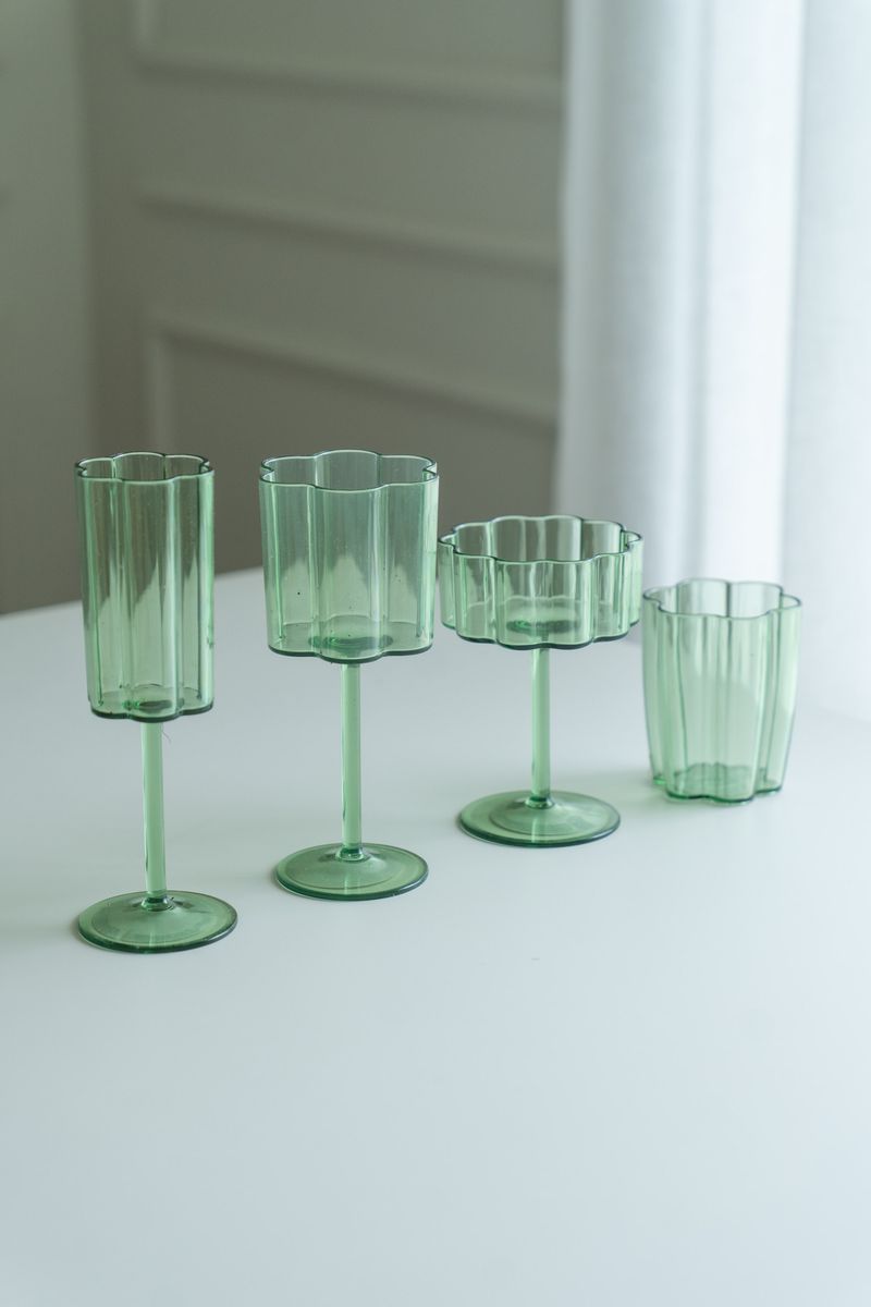 Blomst vinglass – 300 ml – grønn