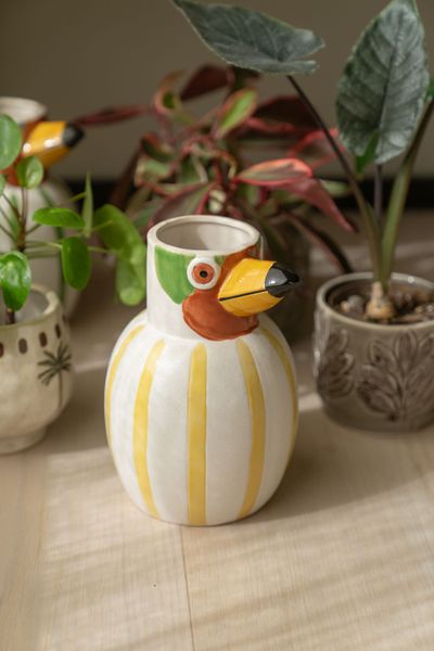 Hovedbilde Vase Fugl 17x22cm - Gul