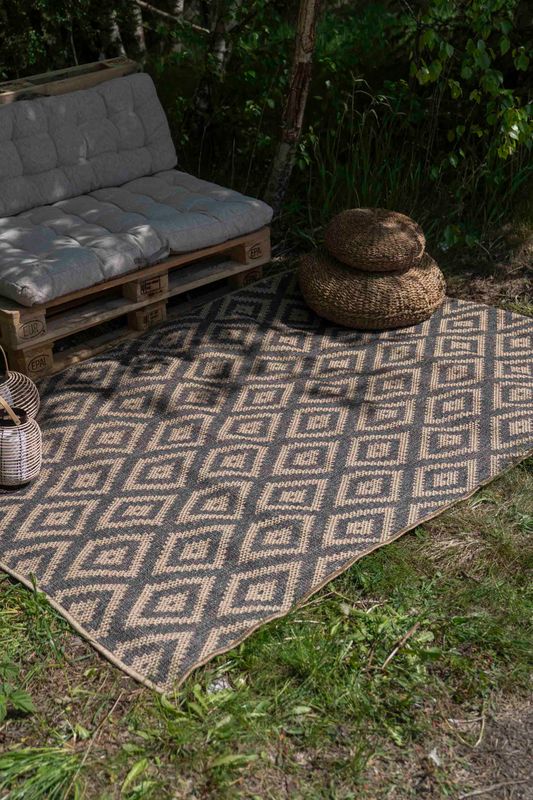 Utendørs Teppe 230x160cm Beige og Svart