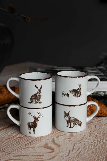 Hovedbilde Villmark 4pk Sett Kopp (hare, ekorn, rev, hjort)