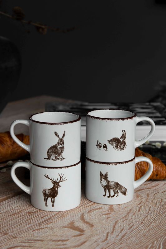 Villmark 4pk Sett Kopp (hare, ekorn, rev, hjort)