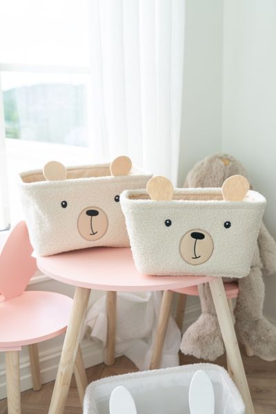 Hovedbilde Oppbevaringskurv bjørn - beige 2pk