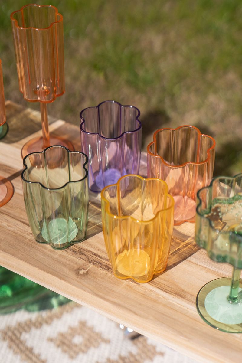 Blomst drikkeglass – 300 ml – grønn