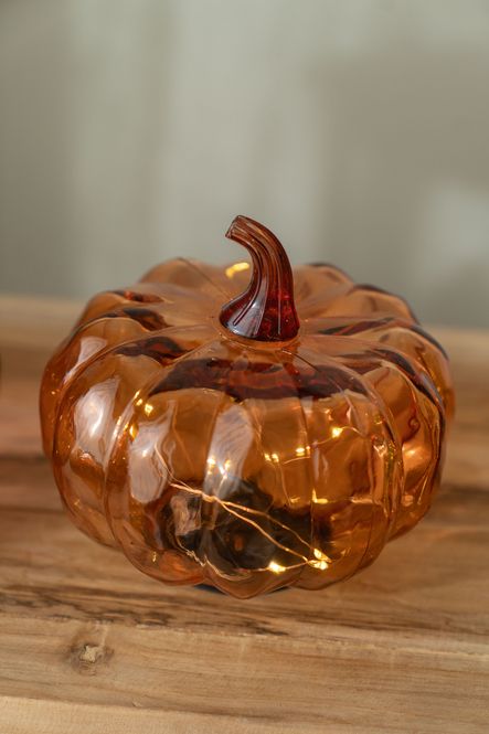 Hovedbilde Glasgresskar LED 13cm - Oransje