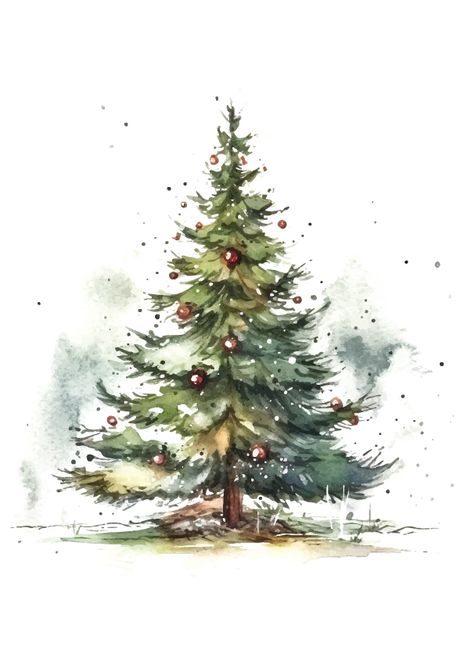 Hovedbilde Poster - Vannfarge Juletre