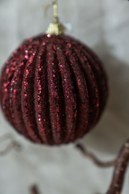 Hovedbilde Glimmer Julekule 8cm - Burgunder