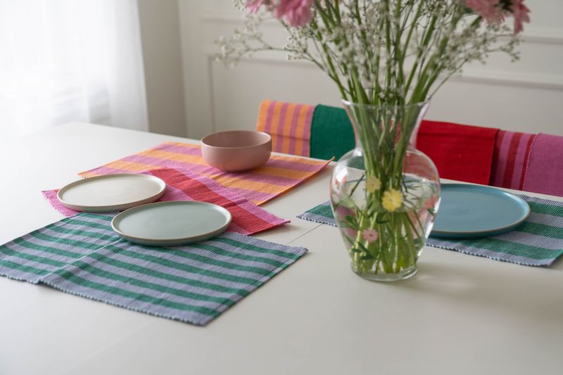 Bordbrikke i bomull – 45x30 cm – Rosa/Oransje Bred