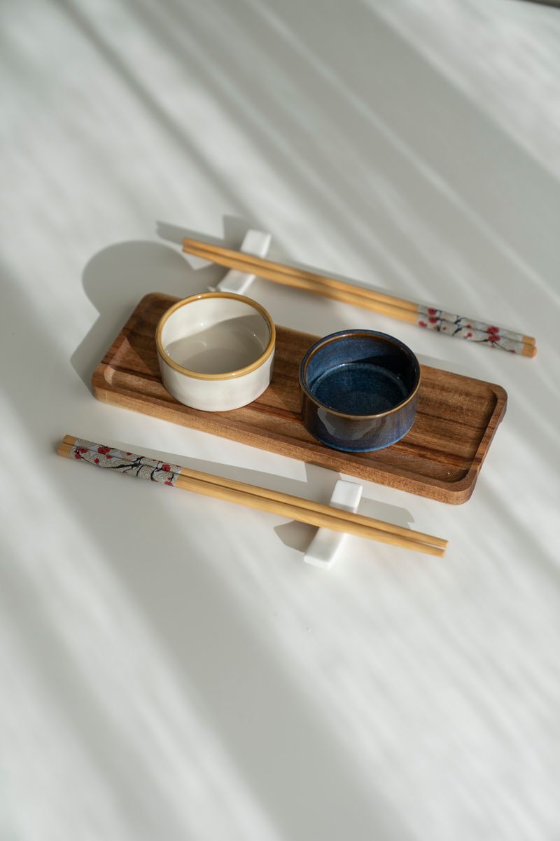 Sushisett - Blå og Hvit