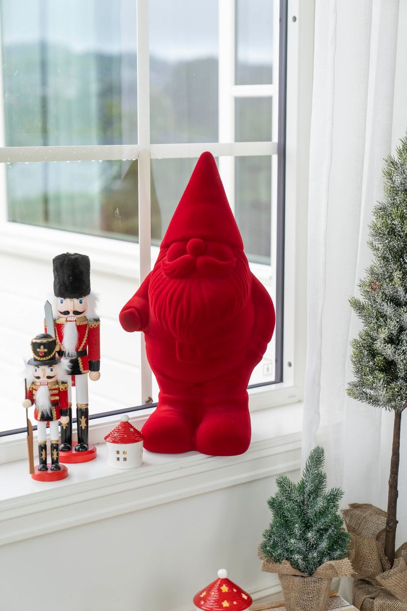 Velour Nisse 56cm Rød