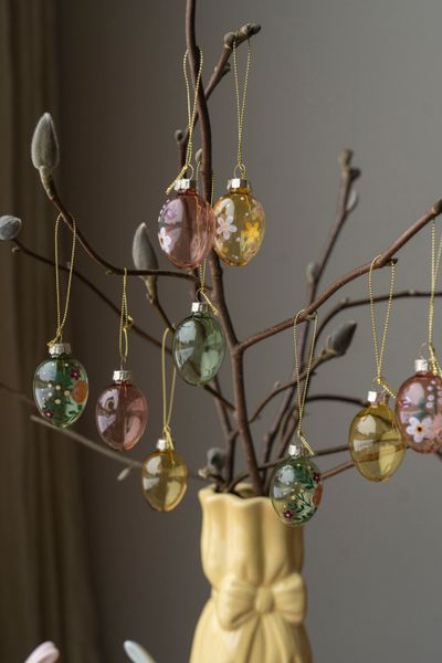 Hovedbilde Hengende glassegg – 9pk – 3×4 cm Gul ...