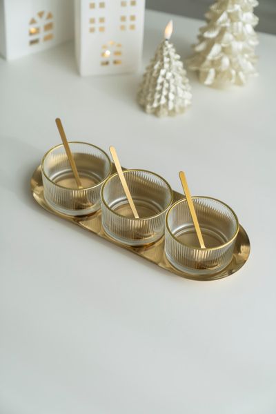 Hovedbilde Serveringssett m/skåler og fat - Gull