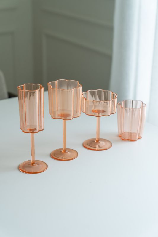 Blomst drikkeglass – 300 ml – rosa