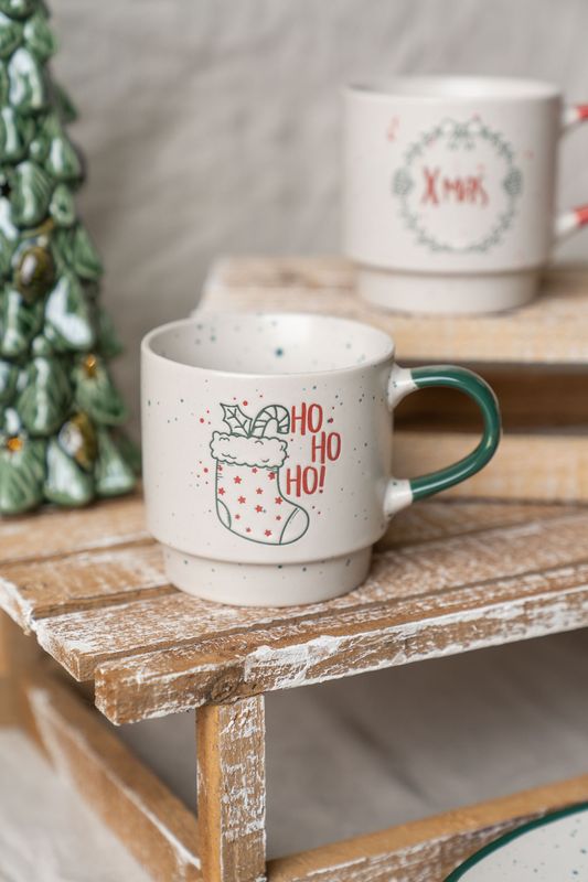 Julehilsen Kaffekopp 350ml 2pk - HoHoHo og Xmas