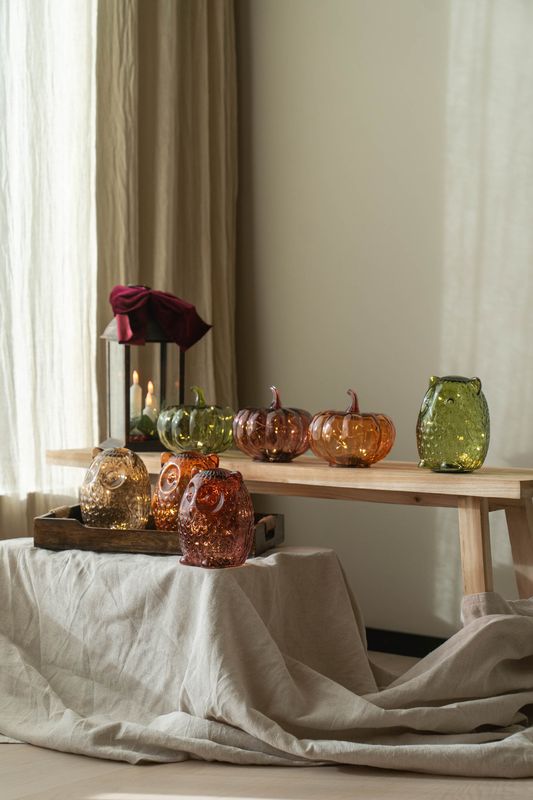 Glasgresskar LED 13cm - Oransje