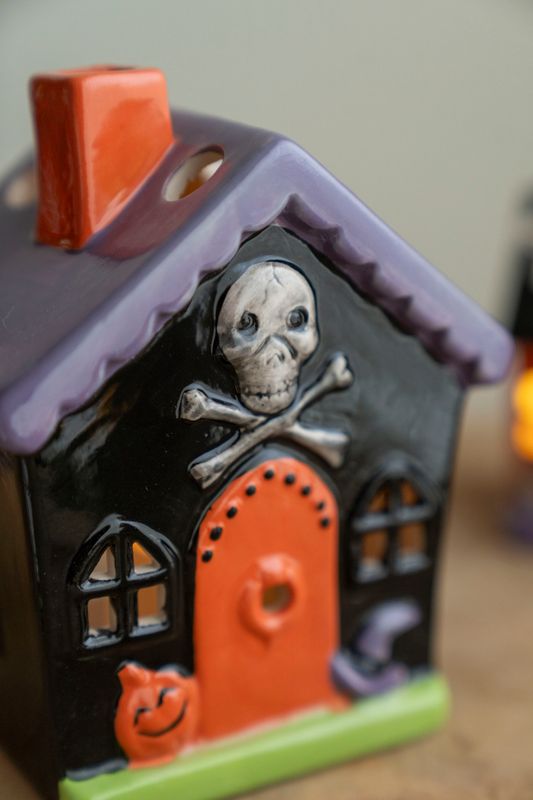 LED Halloween Hus 15cm - Skalle