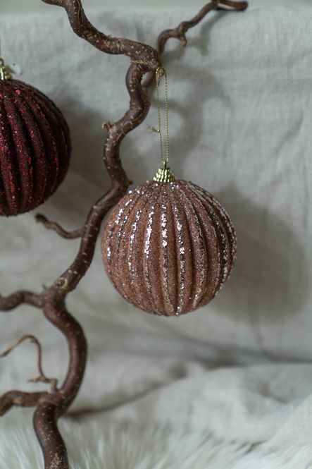 Hovedbilde Glimmer Julekule 8cm - Gammelrosa