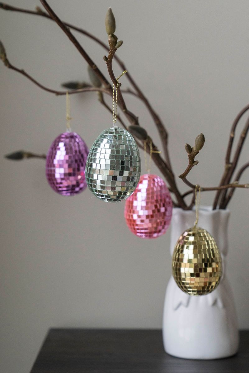 Speil-egg hengende – 8 cm – Gull