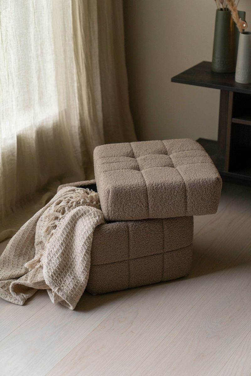 Puff m/oppbevaring Teddy Brun