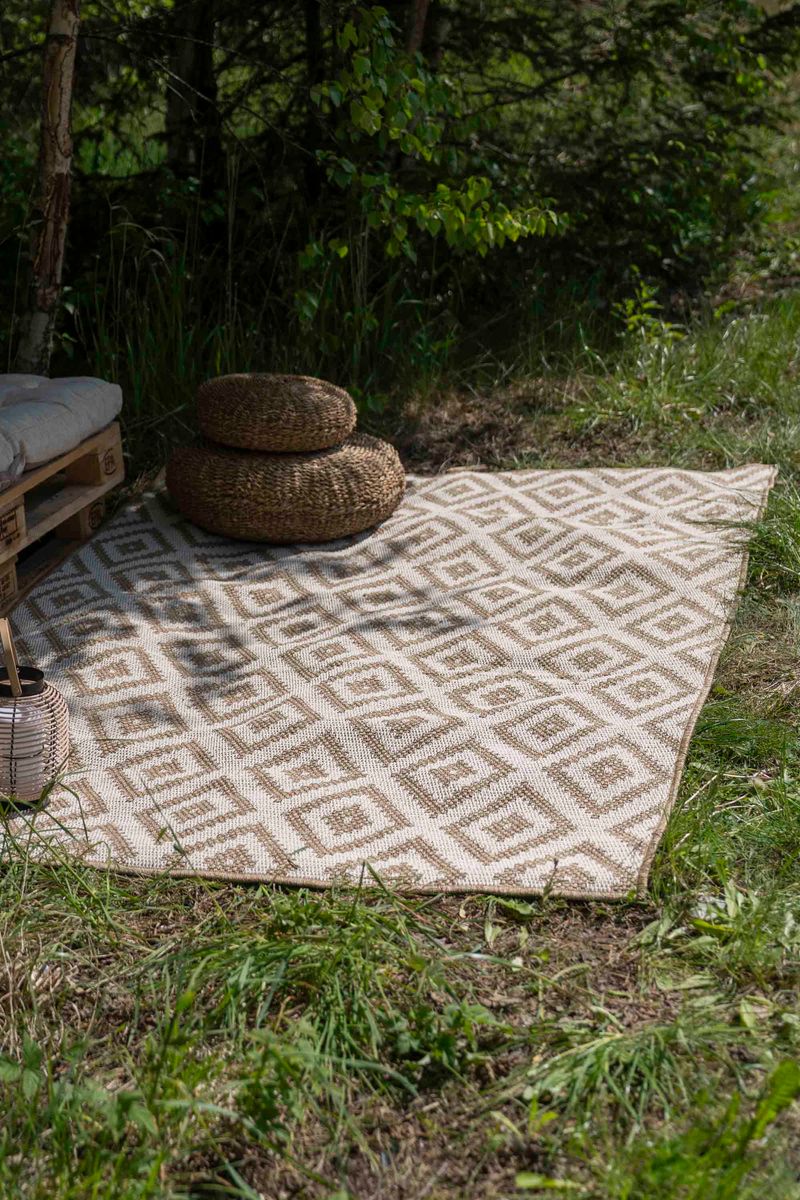 Utendørs Teppe 230x160cm Beige og Hvit