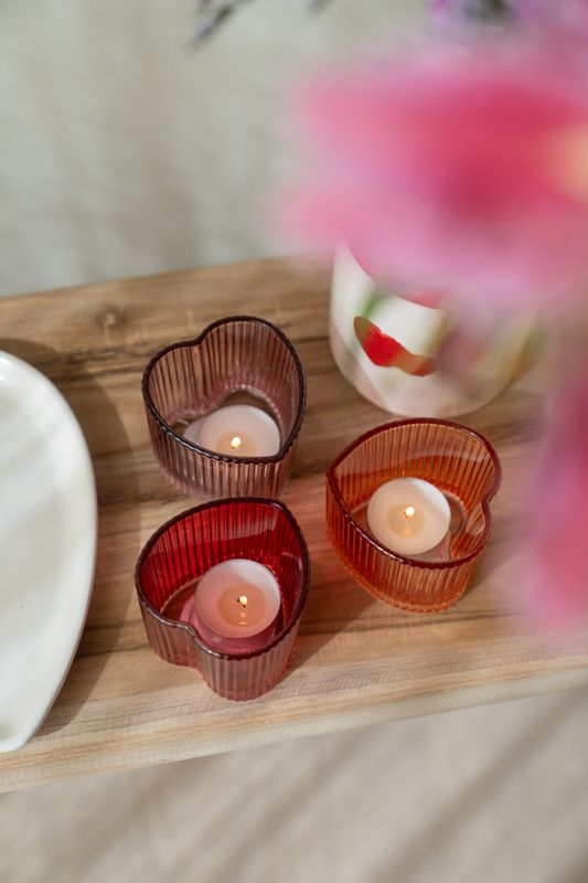 Telysholder hjerte – rosa