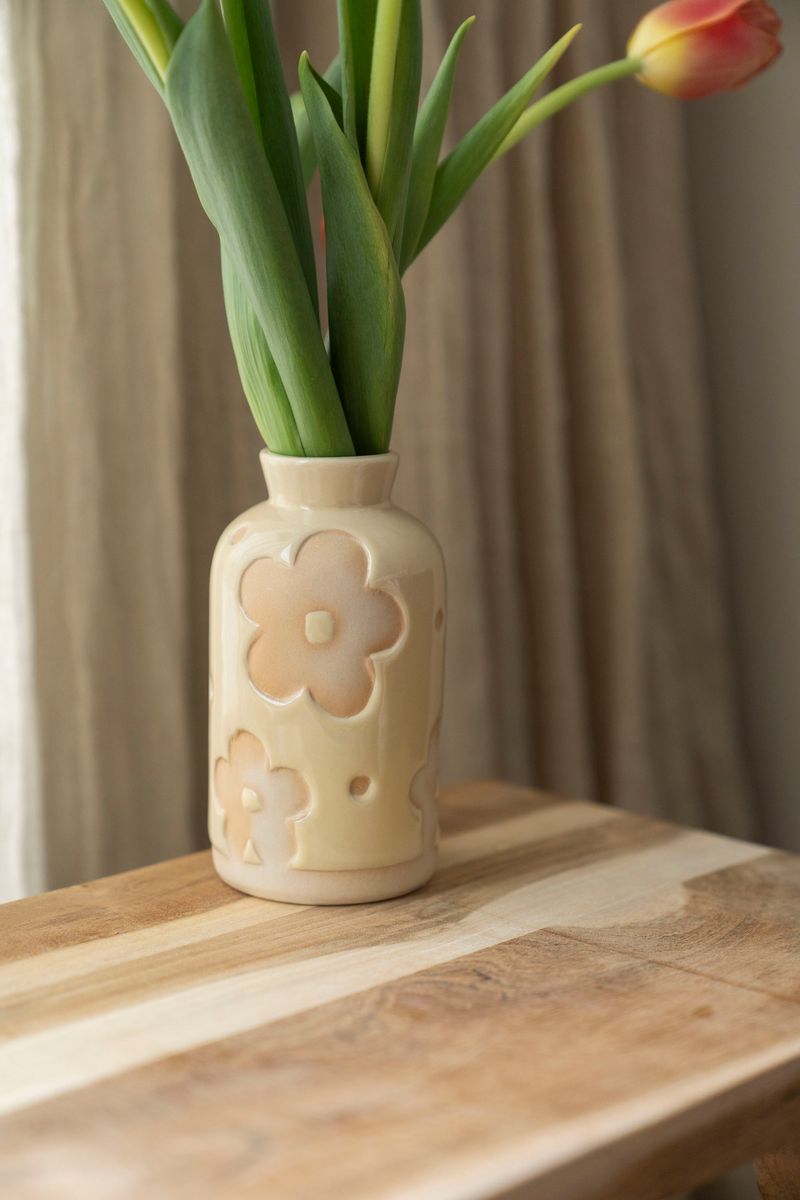 Vase blomster – 14 cm – gul