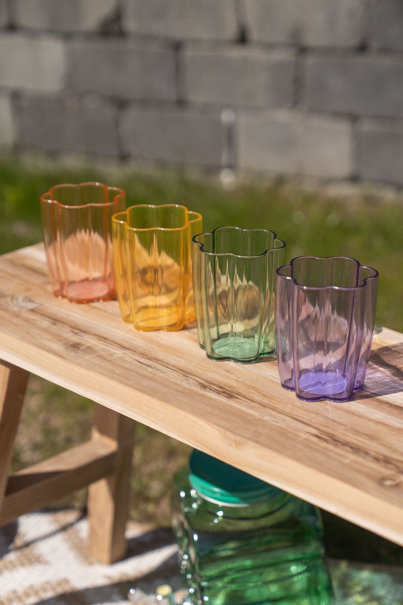 Blomst drikkeglass – 300 ml – gul