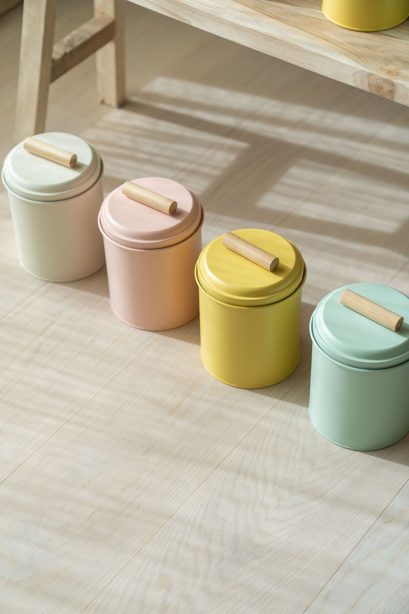 Krukke med trehåndtak – 13,5×13,5×20 cm – Rosa