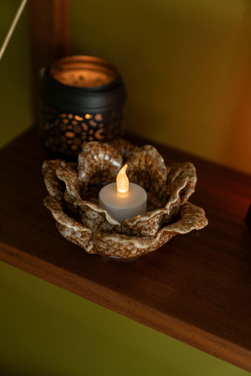 Lysholder Blomst - Brun