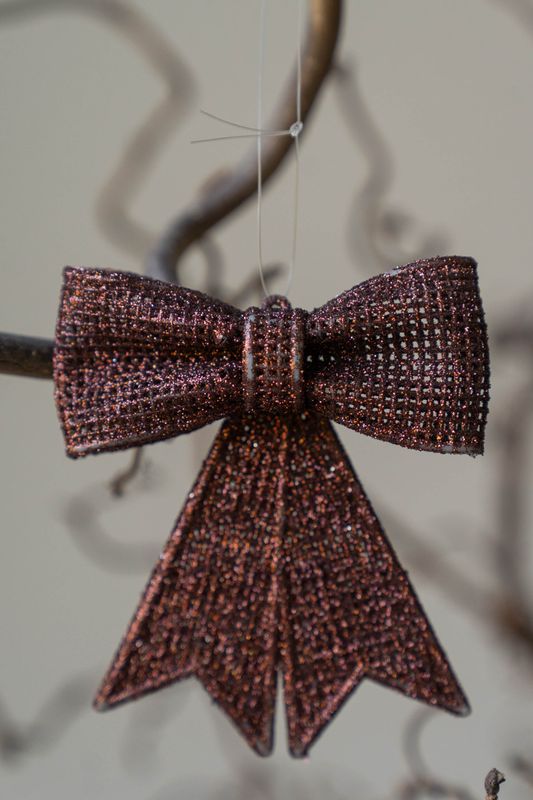 Jueltrepynt Glittersløyfe 9cm - Brun