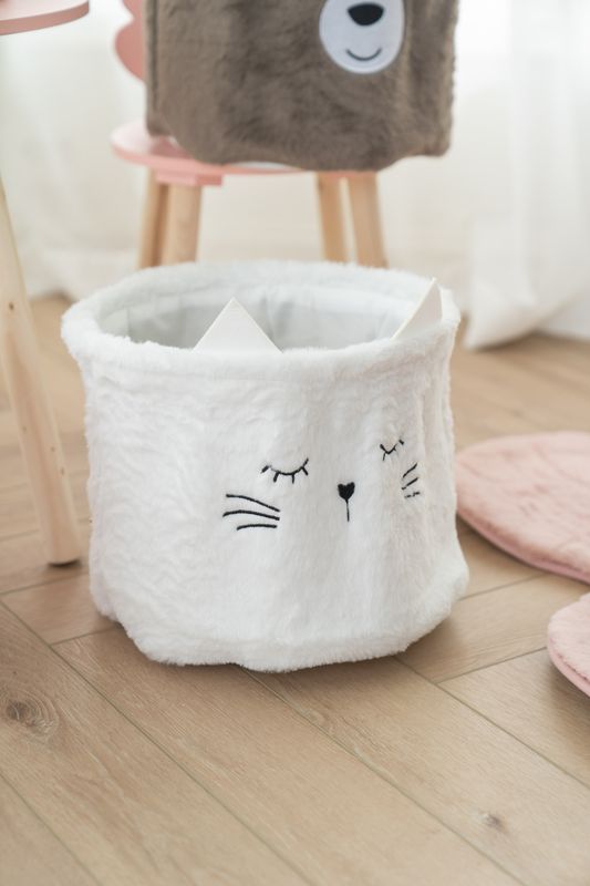 Oppbevaringskurv – Hvit Katt