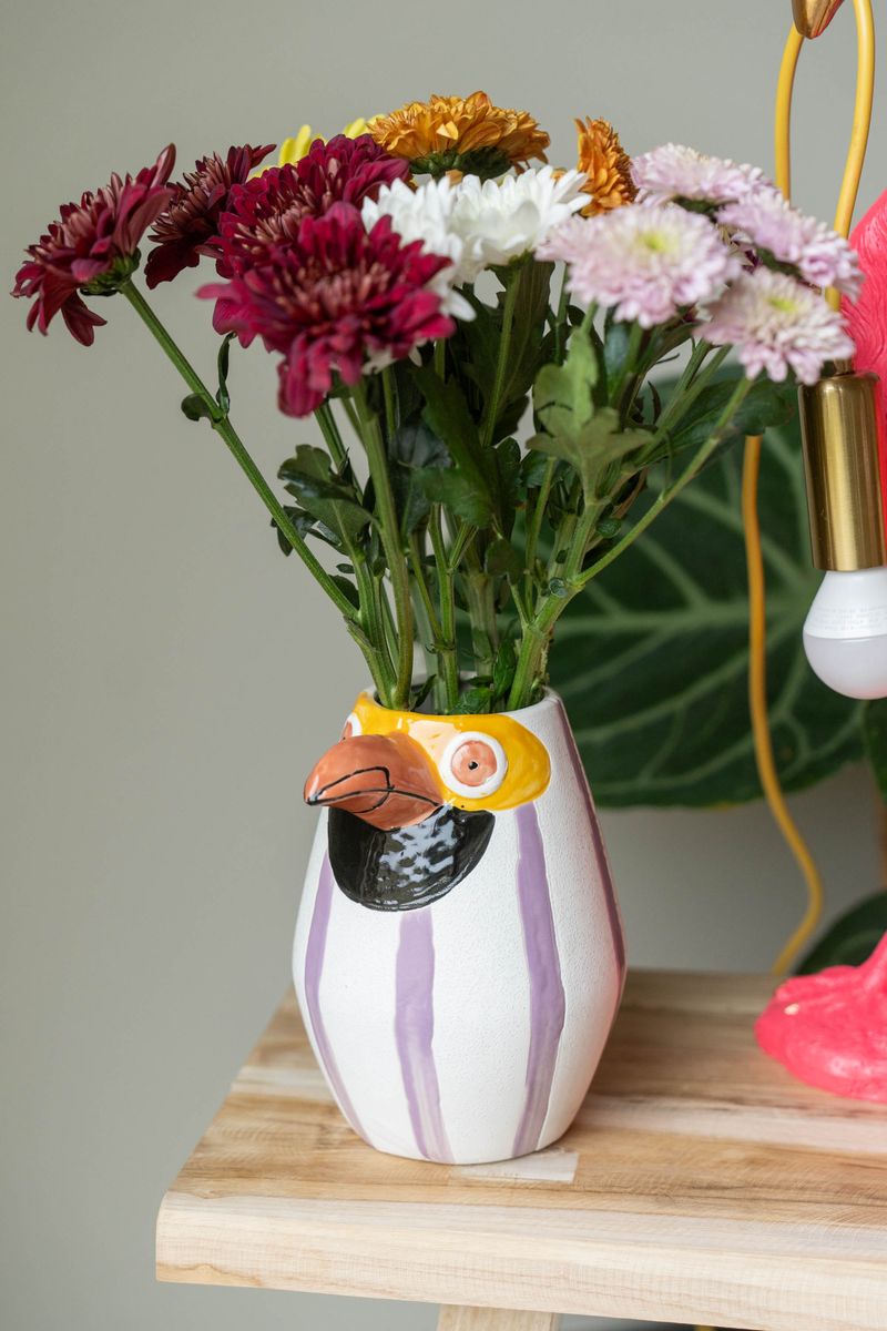 Vase Fugl 15x17cm - Lilla