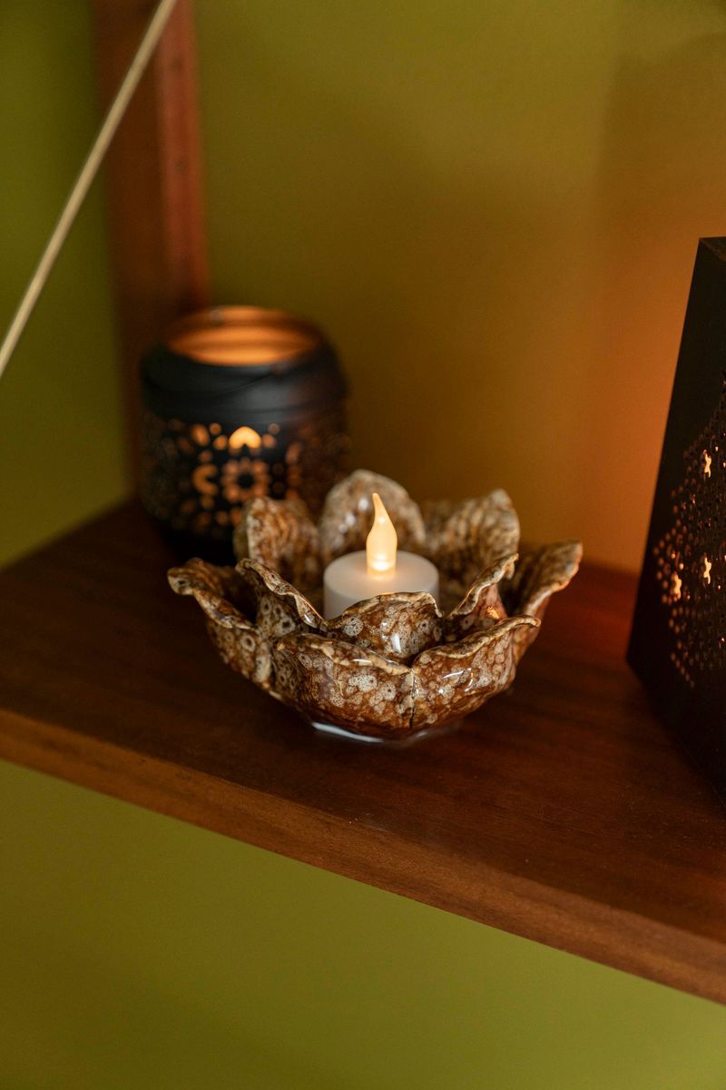 Lysholder Blomst - Brun