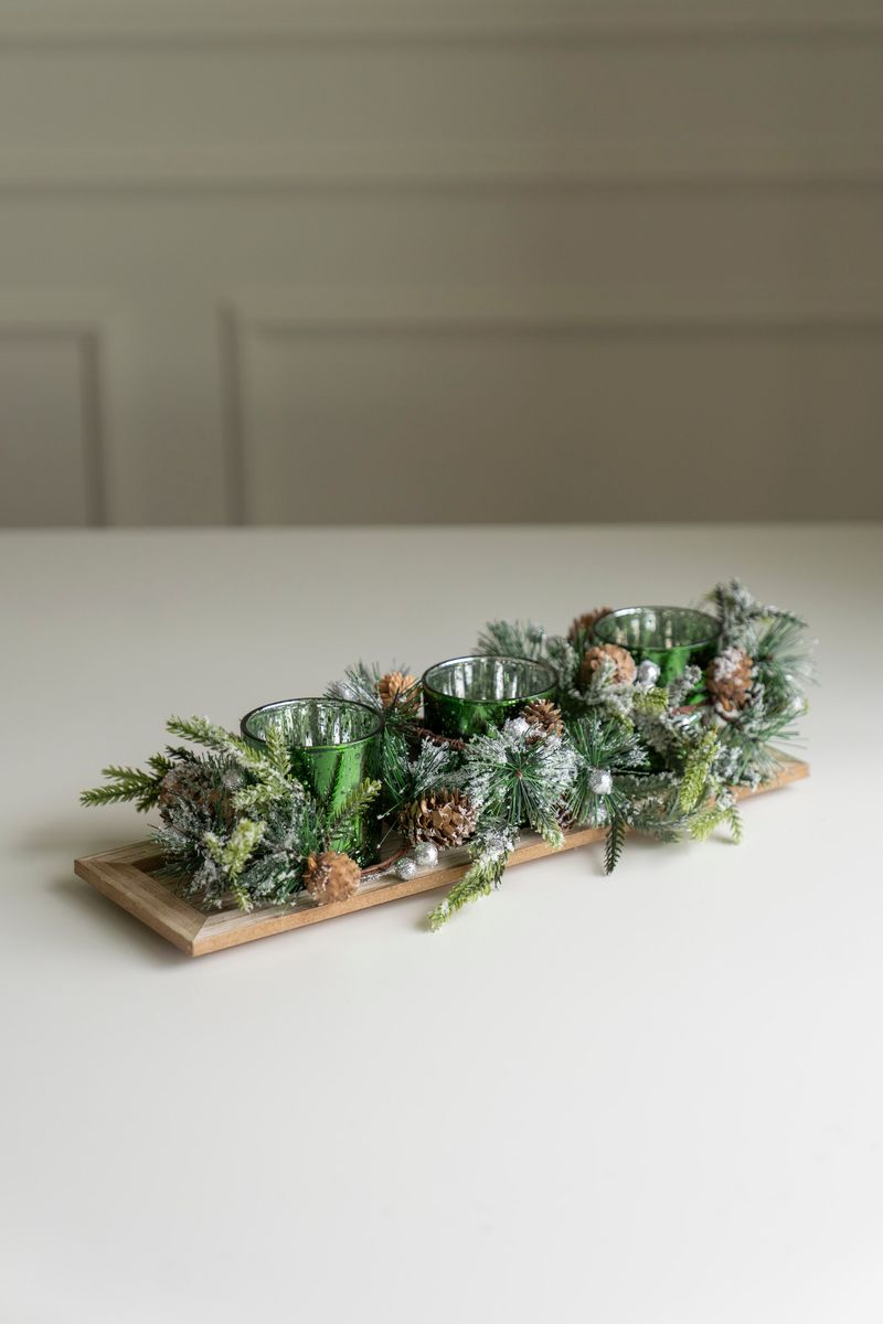 Telysholder 38x12cm - Grønn