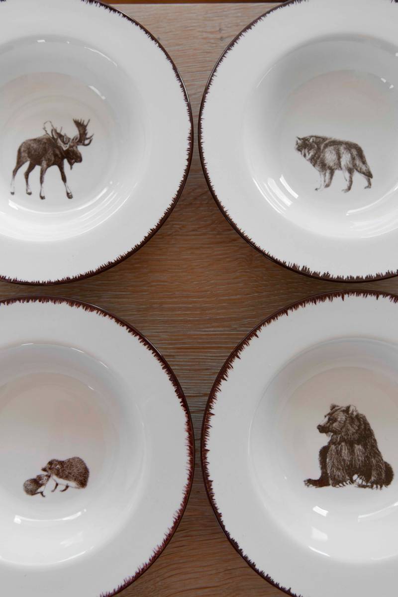 Villmark 4pk Sett Skål 22cm (Elg, Bjørn, Ulv, Pinnsvin)