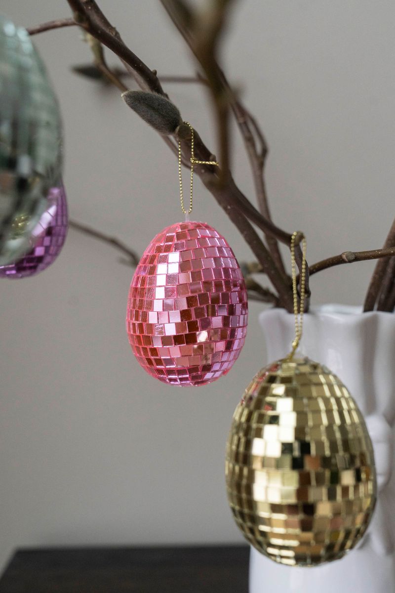 Speil-egg hengende – 8 cm – Rosa