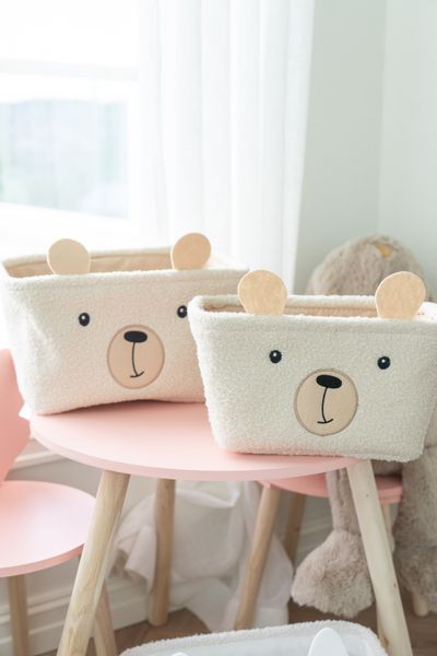 Hovedbilde Oppbevaringskurv bjørn - beige 2pk