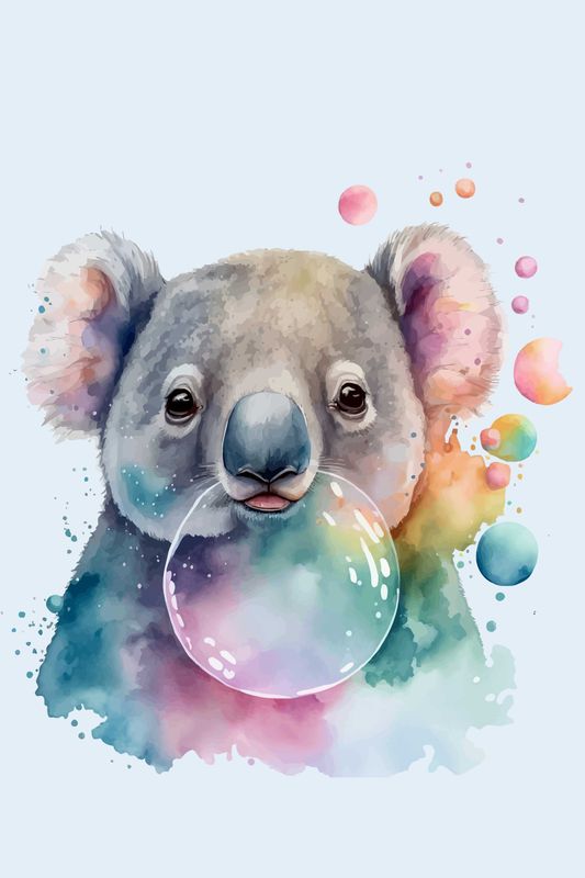 Poster - Boble Koala Blå