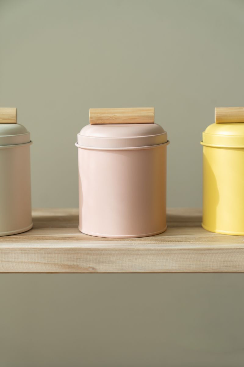 Krukke med trehåndtak – 11×11×16 cm – Rosa