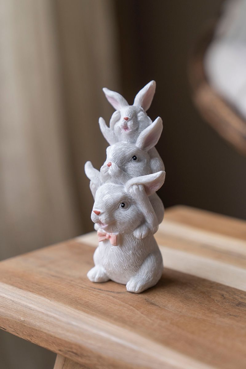 Stablet kaninfigur – hvit