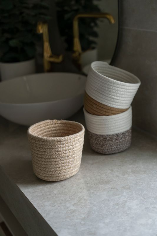 Bomullskurv 13x13cm - Beige