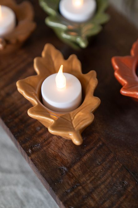 Hovedbilde Lysholder Blad - Oransje
