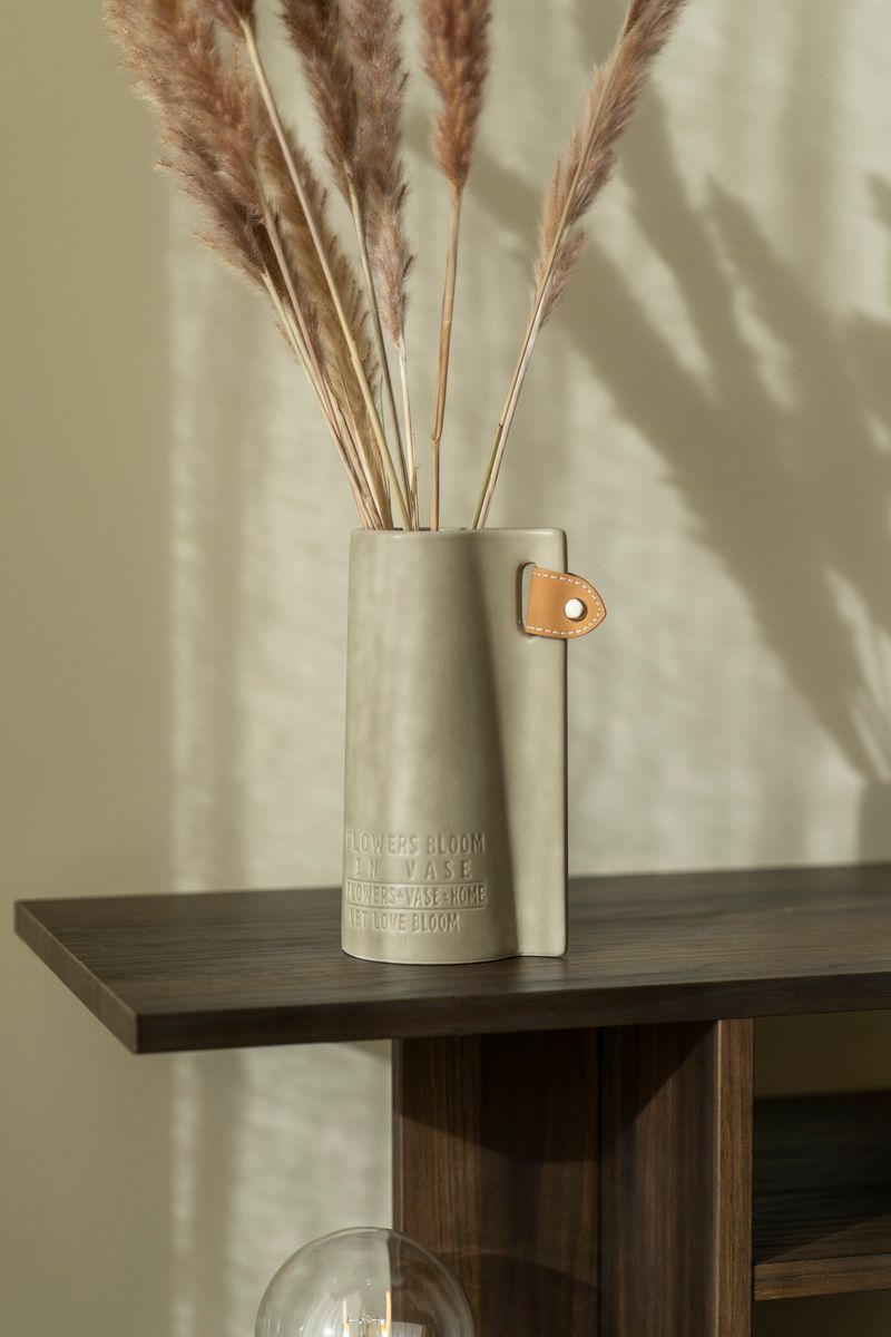 Vase - Relieff - 10x8x18cm - Brun
