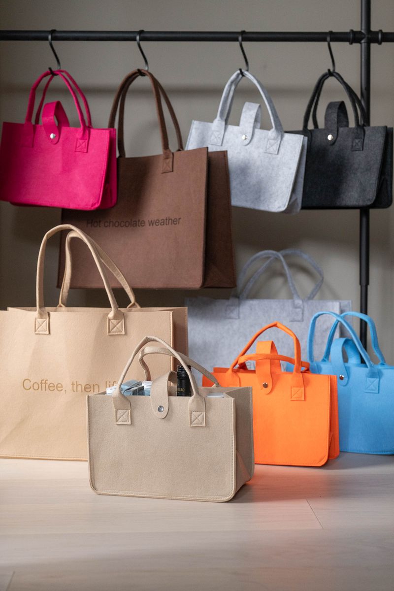 Mini tote bag i filt – 30×17×20 cm – Blå