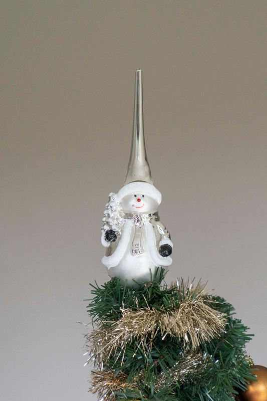 Tretopper - Sølv Snømann 28cm