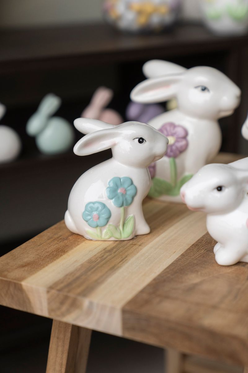 Liljesol Kanin med blomster – H10 cm – blå