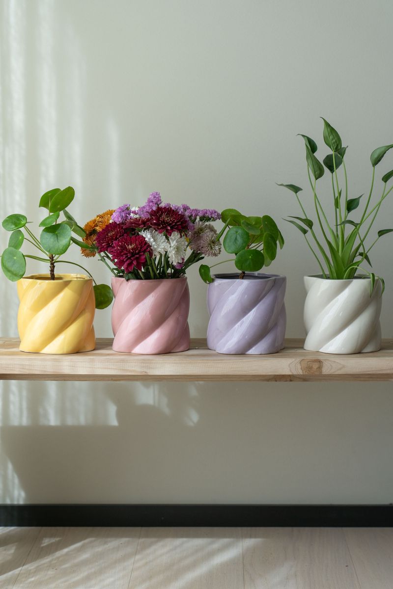 Blomsterpotte swirl – Gul